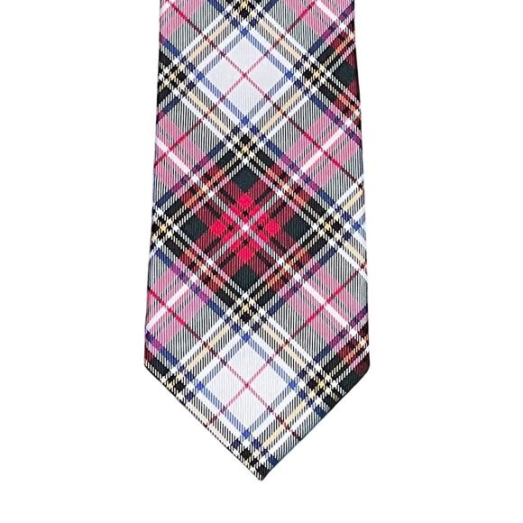 Tommy Hilfiger Red, Green, Blue Tartan Plaid Silk Tie, 58.5" - Picture 1 of 6